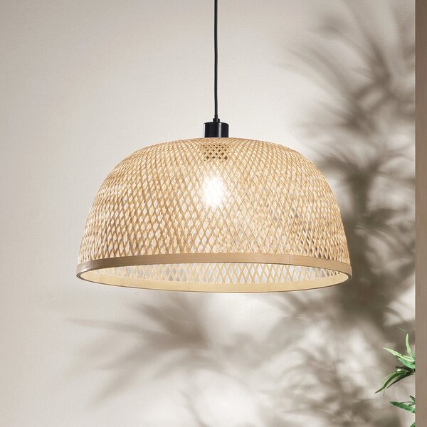 Luce Ambiente Design Висяща лампа Bamboo, кафява, Ø 48 cm, бамбук, Затъмняване, Кафяв / ръждив, Дневна/трапезария, Бамбук