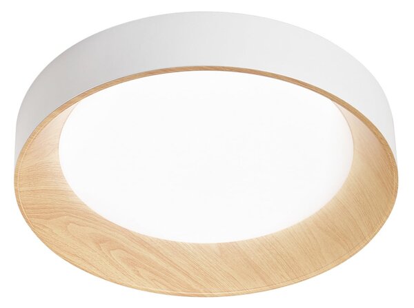 Luce Ambiente Design LED таванска лампа Arka, Ø 50 cm, бяла/с дървесен вид, метал, CCT, Бял, Дневна/трапезария, Метал, Модерен