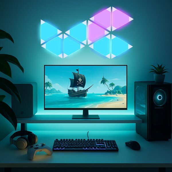 Calex Smart LED стенна лампа TRIANGLES, 9 части, RGBW, димер, Затъмняване, Бял, Дневна/трапезария, Пластмаса, Модерен