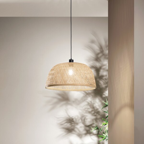 Luce Ambiente Design Висяща лампа Bamboo, кафява, Ø 48 cm, бамбук, Затъмняване, Кафяв / ръждив, Дневна/трапезария, Бамбук