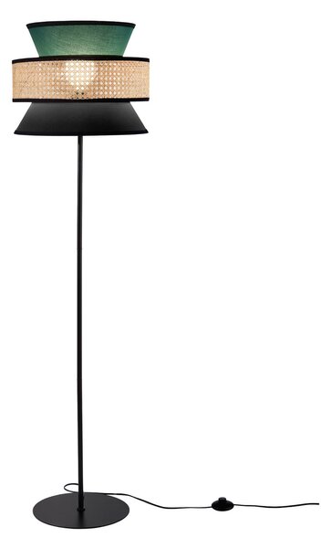 Luce Ambiente Design Степен лампа Gazebo, зелена/черна/естествена, 147 см, плат/ротан, Зелен, Дневна/трапезария, Плат / текстил