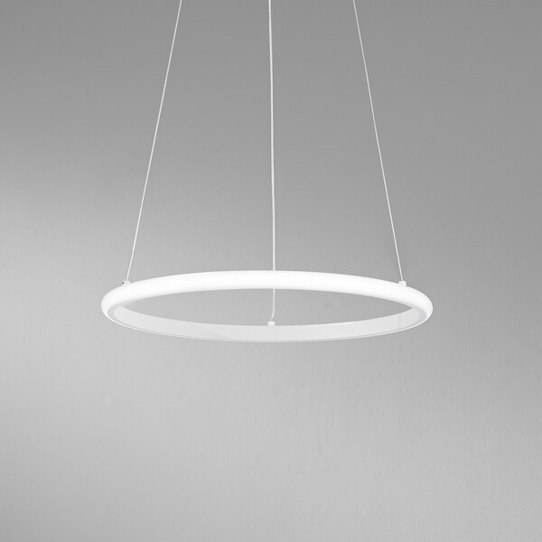 Luce Ambiente Design LED висяща лампа Axis, Ø 40 cm, бяла, метал, CCT, Бял, Дневна/трапезария, Метал, Модерен