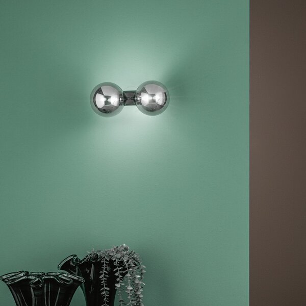 Luce Ambiente Design Стенна лампа HONEY, височина 34 см, черно/тъмно сиво, с 2 лампи, Затъмняване, Черен, Дневна/трапезария, Стъкло