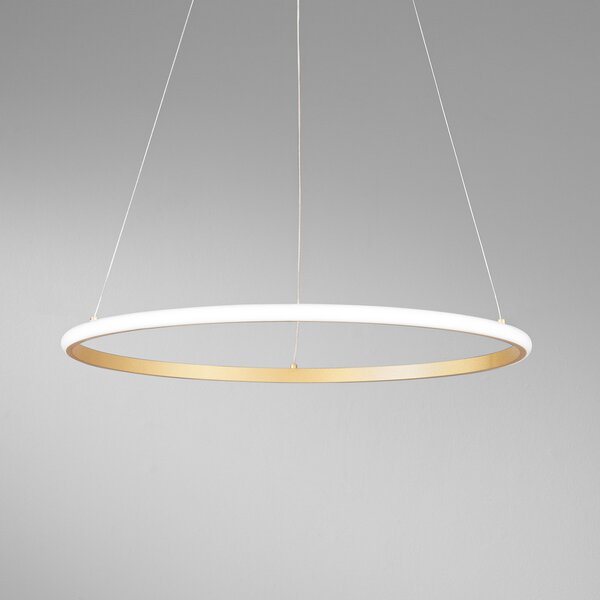 Luce Ambiente Design LED висяща лампа Axis, Ø 60 cm, златист цвят, метал, CCT, Злато / месинг, Дневна/трапезария, Метал, Модерен