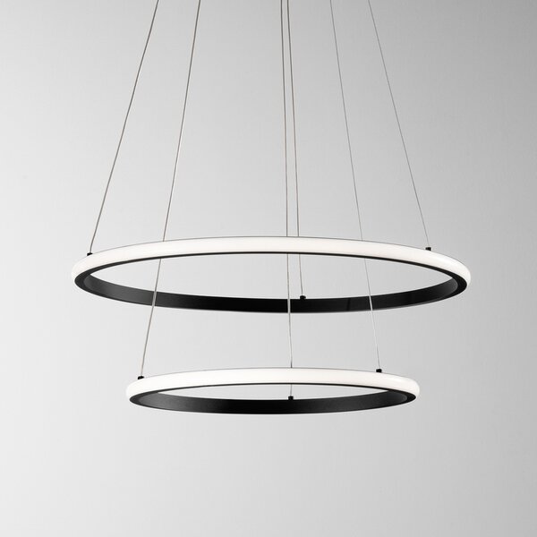 Luce Ambiente Design LED висяща лампа Axis, Ø 60/40 cm, черна, метал, CCT, RGB, Черен, Дневна/трапезария, Метал, Модерен