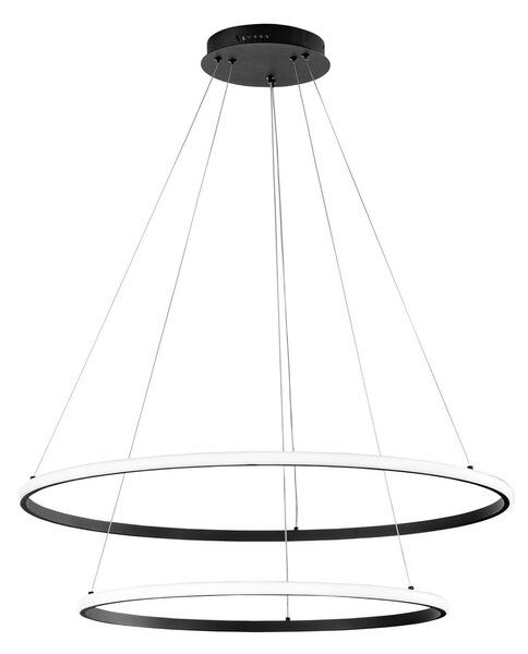Luce Ambiente Design LED висяща лампа Axis, Ø 80/60 cm, черна, метал, CCT, Черен, Дневна/трапезария, Метал, Модерен