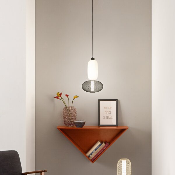 Luce Ambiente Design LED висяща лампа INKAS, височина 90 cm, черна, стъкло/метал, CCT, Черен, Дневна/трапезария, Стъкло