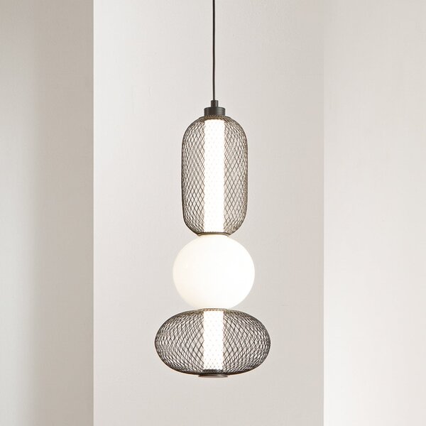 Luce Ambiente Design LED висяща лампа INKAS, височина 53 cm, черна, стъкло/метал, CCT, Черен, Дневна/трапезария, Стъкло