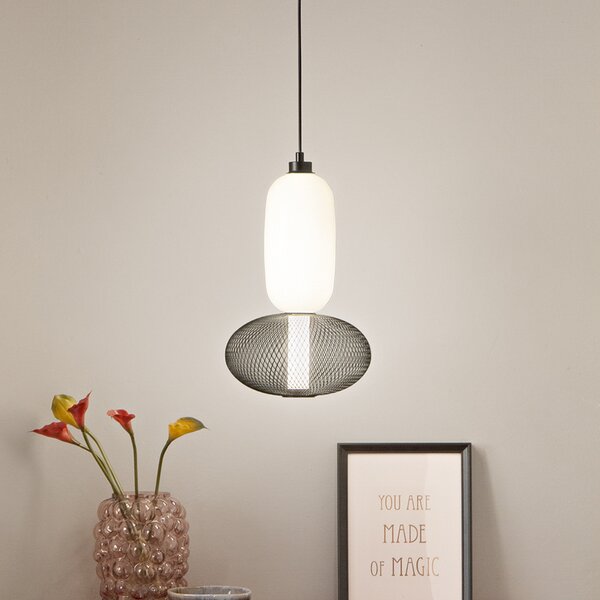 Luce Ambiente Design LED висяща лампа INKAS, височина 90 cm, черна, стъкло/метал, CCT, Черен, Дневна/трапезария, Стъкло