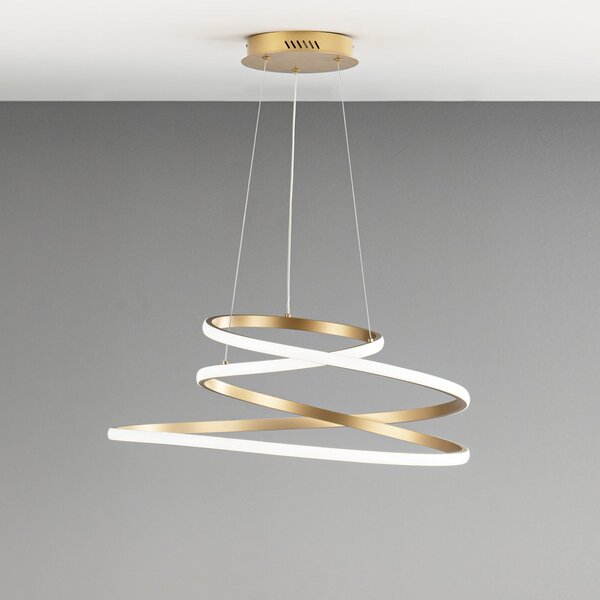 Luce Ambiente Design LED висяща лампа COASTER, златист цвят, Ø 60 cm, метал, CCT, Злато / месинг, Дневна/трапезария, Алуминий, Модерен