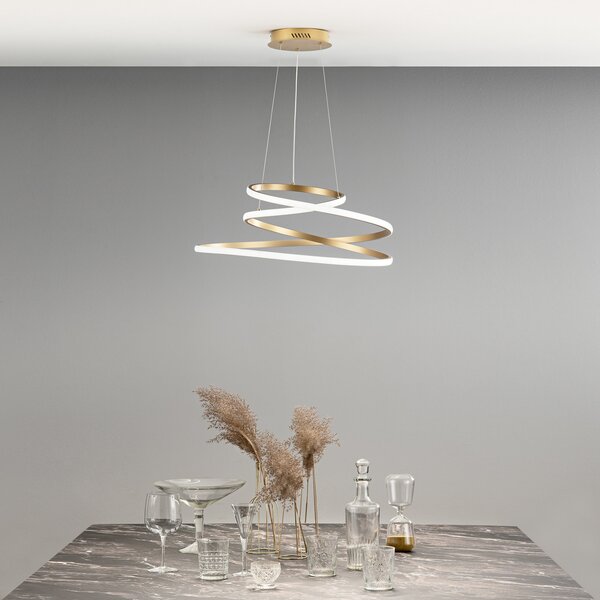 Luce Ambiente Design LED висяща лампа COASTER, златист цвят, Ø 60 cm, метал, CCT, Злато / месинг, Дневна/трапезария, Алуминий, Модерен