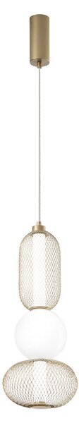 Luce Ambiente Design LED висяща лампа INKAS, височина 53 cm, златист цвят стъкло/метал CCT, Злато / месинг, Дневна/трапезария, Стъкло
