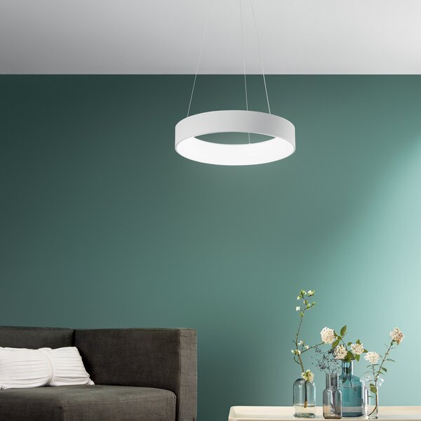 Luce Ambiente Design LED висяща лампа Noah, бяла, Ø 60 cm, метал, CCT, Бял, Дневна/трапезария, Модерен