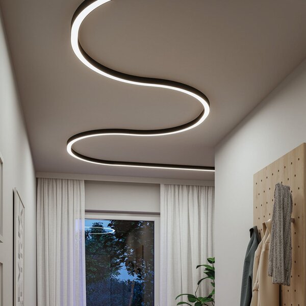 Paulmann LED лента Linion, черна, 90° ъгъл, 3000 K, Затъмняване, Черен, Дневна/трапезария, Алуминий, Модерен