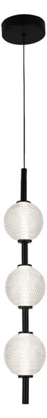 Viokef LED висяща лампа Abeona, Ø 10 cm, черна, метал/стъкло, 3-светлинна., Черен, Дневна/трапезария, Метал