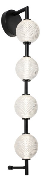 Viokef LED стенна лампа Abeona, височина 72 cm, черна, метал, 4-крилна., Черен, Дневна/трапезария, Метал