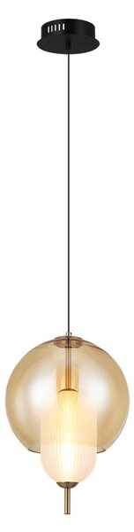 Viokef LED висяща лампа Adol, кехлибарено, Ø 25 cm, стъкло, Бежов, Дневна/трапезария, Стъкло