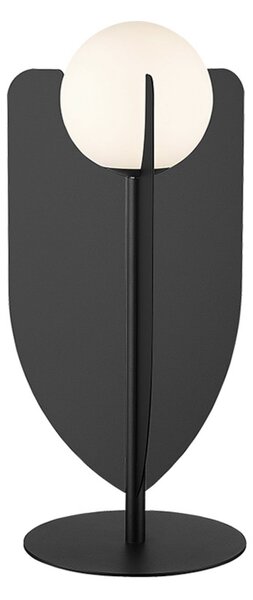 Viokef Настолна лампа Fedora, височина 42 cm, черна, метал/стъкло, Черен, Дневна/трапезария, Метал