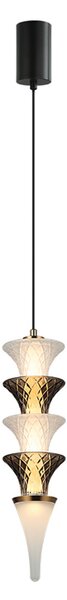 Viokef LED висяща лампа Venera, височина 43 cm, бяла/кафява, стъкло, Бял, Дневна/трапезария, Стъкло
