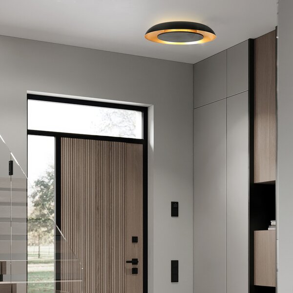 Steinhauer LED плафон Golden Veil, черен/златен, с регулиране на яркостта, метал, Затъмняване, Черен, Дневна/трапезария, Метал, Модерен