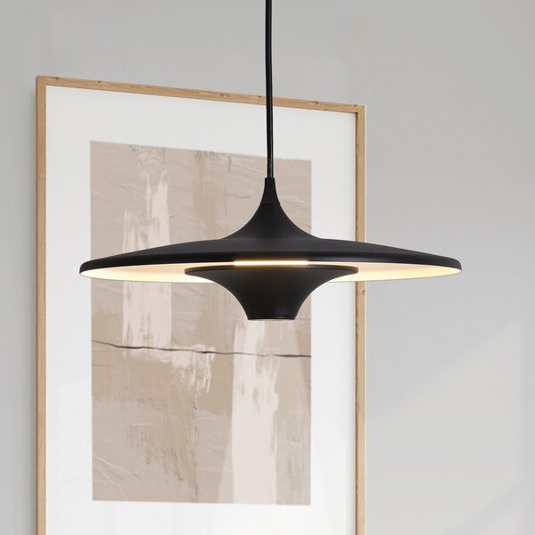 Viokef LED висяща лампа Rene, черна, Ø 42 cm, метал, Черен, Дневна/трапезария, Метал, Модерен