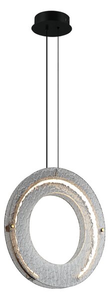 Viokef LED висяща лампа Tamara, димно сива, Ø 40 cm, стъкло/метал, Сив, Дневна/трапезария, Стъкло, Модерен