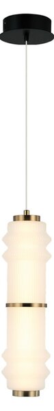 Viokef LED висяща лампа Dereck, бяла/бронзова, Ø 10 cm, стъкло, Бял, Дневна/трапезария, Стъкло