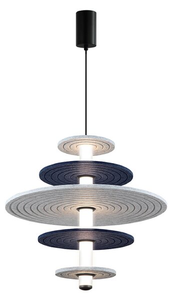 Viokef LED висяща лампа Azul, височина 46 cm, синьо/сиво/черно, филц, Сив, Дневна/трапезария, Пластмаса