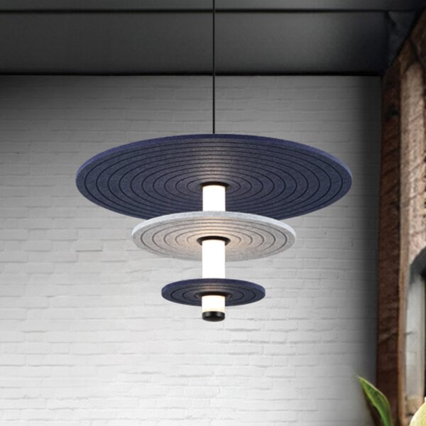 Viokef LED висяща лампа Azul, височина 31 cm, синьо/сиво/черно, филц, Сив, Дневна/трапезария, Пластмаса