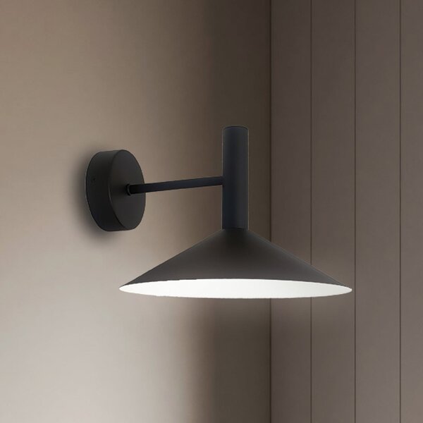Viokef LED стенна лампа Marsi, черна, Ø 25 cm, метал, Черен, Дневна/трапезария, Метал