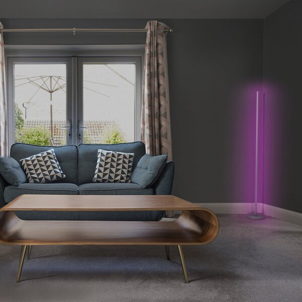 OSRAM SMART+ WiFi стояща лампа CORNER MAGIC сребриста 140 cm RGB, Металик, Дневна/трапезария, Алуминий, Модерен