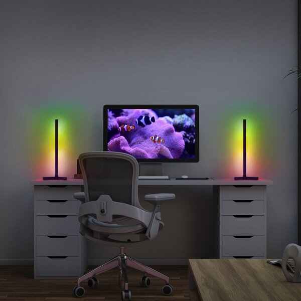 OSRAM SMART+ WiFi настолна лампа CORNER MAGIC, черна 43 cm RGB, Черен, Дневна/трапезария, Алуминий, Модерен