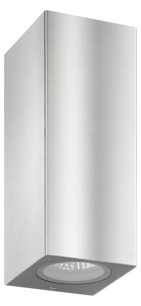 LCD Външна стенна лампа 5051, неръждаема стомана, 17 cm, IP54, нагоре/надолу, GU10, Затъмняване, Металик, Метал, Модерен, Стенна розетка отгоре/отдолу