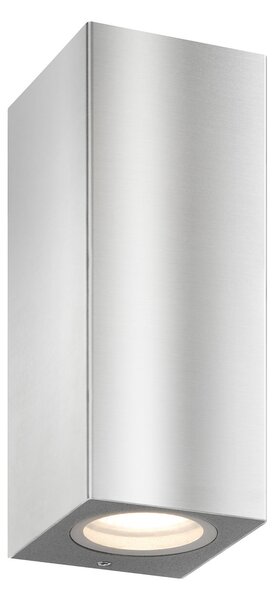 LCD Външна стенна лампа 5051, неръждаема стомана, 17 cm, IP54, нагоре/надолу, GU10, Затъмняване, Металик, Метал, Модерен, Стенна розетка отгоре/отдолу