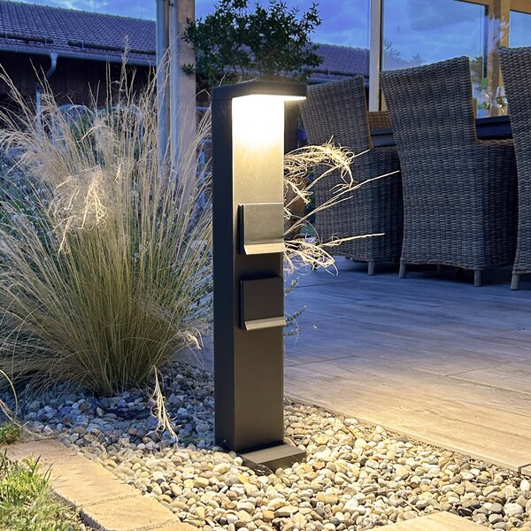 Deko-Light LED лампа с цокъл, колона контакти Lerna, 60 cm, алуминий тъмно сив, Черен, Алуминий, Модерен