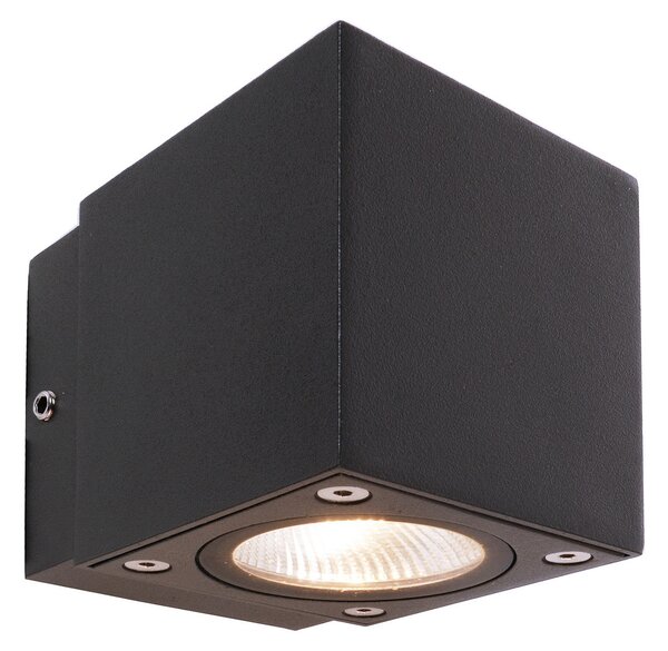 Deko-Light LED външна стенна лампа Cubodo Single Mini, алуминий, тъмно сив, Черен, Алуминий, Модерен