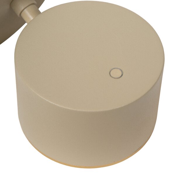 Lucide LED стенна лампа Gian, таупе, ширина 11 cm, метал, Затъмняване, Бежов, Дневна/трапезария, Метал, Модерен