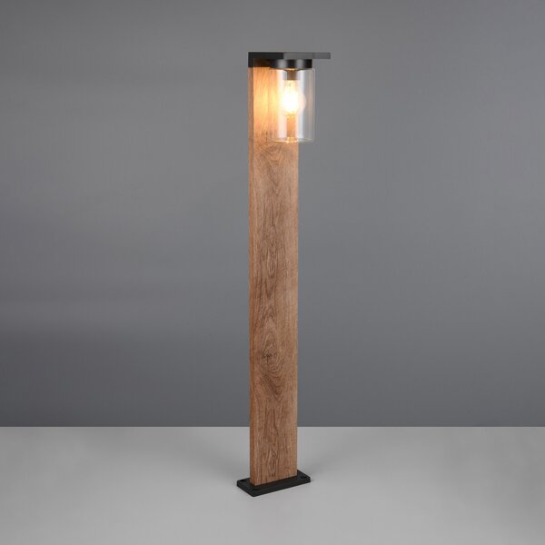 Trio Lighting Осветление за пътеки ARDILA, дървесен вид, височина 100 cm, метал/стъкло IP44, Затъмняване, Дърво, Алуминий, Модерен