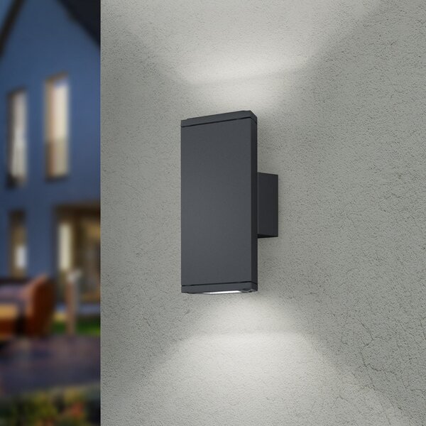 Trio Lighting LED лампа за външна стена COLORADO антрацит Височина 20 cm Метал IP54, Черен, Алуминий, Модерен, Стенна ъглова