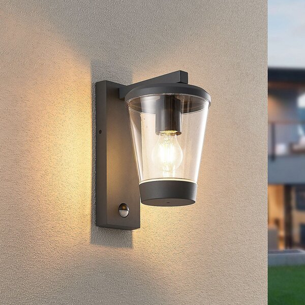 Trio Lighting Сензорна външна стенна лампа CAVADO, антрацит, височина 28 cm, IP44, Затъмняване, Черен, Алуминий, Модерен