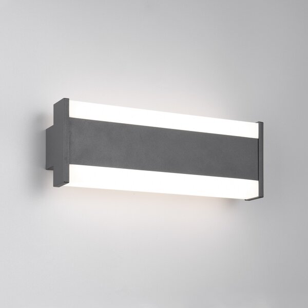 Trio Lighting LED лампа за външна стена DAWSON, 30 cm, антрацит IP54 CCT нагоре/надолу, Черен, Алуминий, Модерен, Стенна ъглова