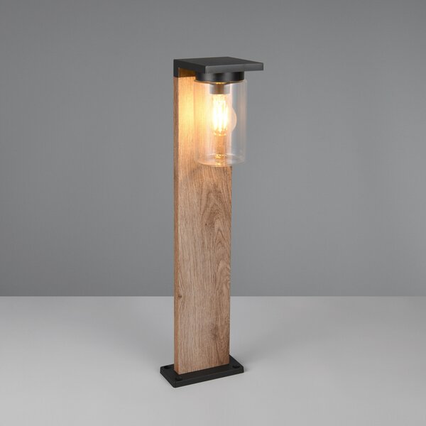 Trio Lighting Осветление за пътеки ARDILA, дървесен вид, височина 65 cm, метал/стъкло, IP44, Затъмняване, Дърво, Алуминий, Модерен