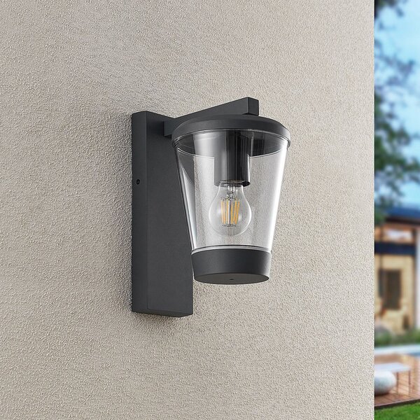 Trio Lighting Външна стена лампа CAVADO, антрацит, височина 28 cm, IP44, Затъмняване, Черен, Алуминий, Модерен