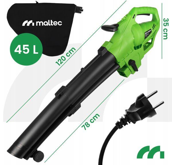 MALTEC MASTERBLOW3500W Електрически градински прахосмукач и вентилатор за листа „3 в 1“ с шредер