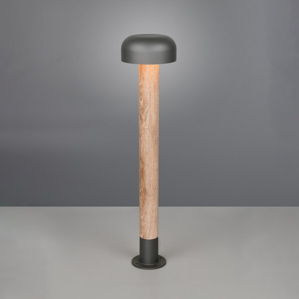 Trio Lighting Осветление за пътеки FRASER, дървесен вид, височина 85 cm, метал, IP54, Затъмняване, Дърво, Алуминий, Модерен
