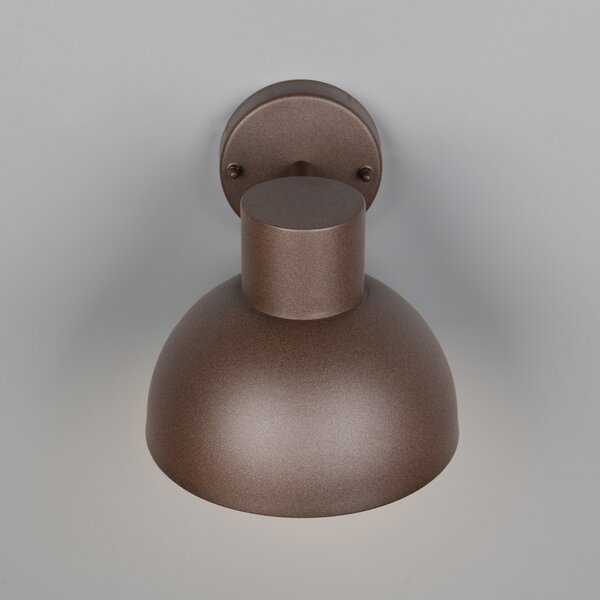 Trio Lighting Външна стенна лампа ELBE, ръждивокафява, Ø 20 cm, метал, IP44, Затъмняване, Кафяв / ръждив, Алуминий, Кръгла стена
