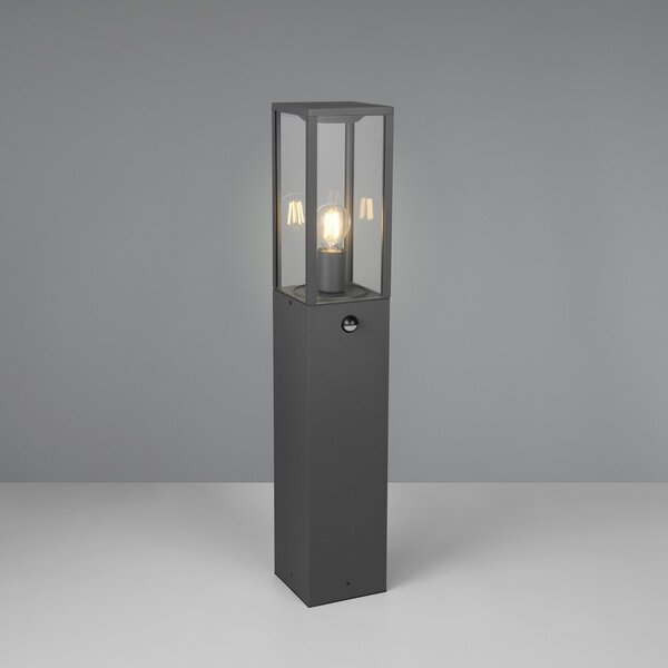 Trio Lighting Сензорно освещение за пътеки GARONNE, антрацит, височина 80 cm, метал IP44, Затъмняване, Черен, Алуминий, Модерен
