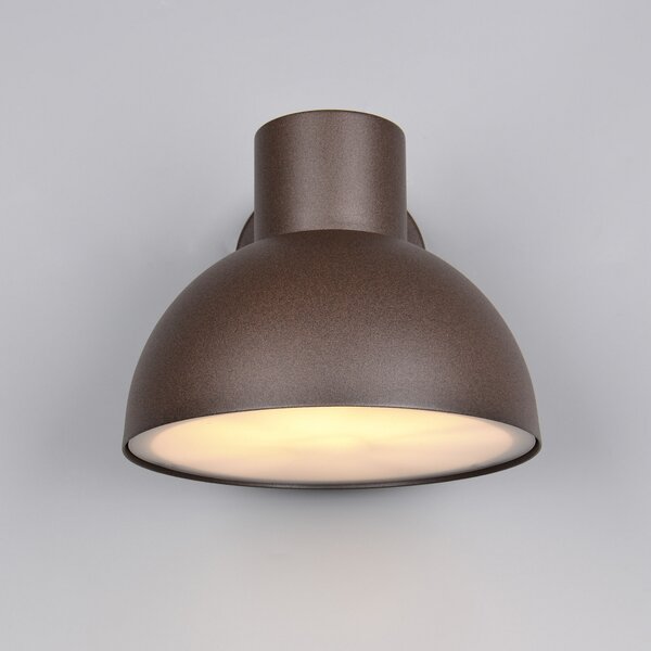 Trio Lighting Външна стенна лампа ELBE, ръждивокафява, Ø 20 cm, метал, IP44, Затъмняване, Кафяв / ръждив, Алуминий, Кръгла стена