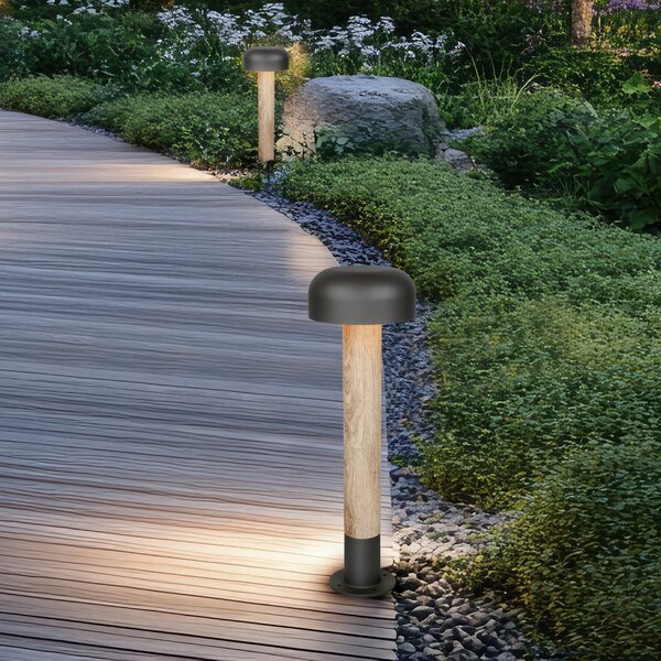 Trio Lighting Осветление за пътеки FRASER, бетонна визия, височина 54 cm, метал, IP54, Затъмняване, Сив, Алуминий, Модерен