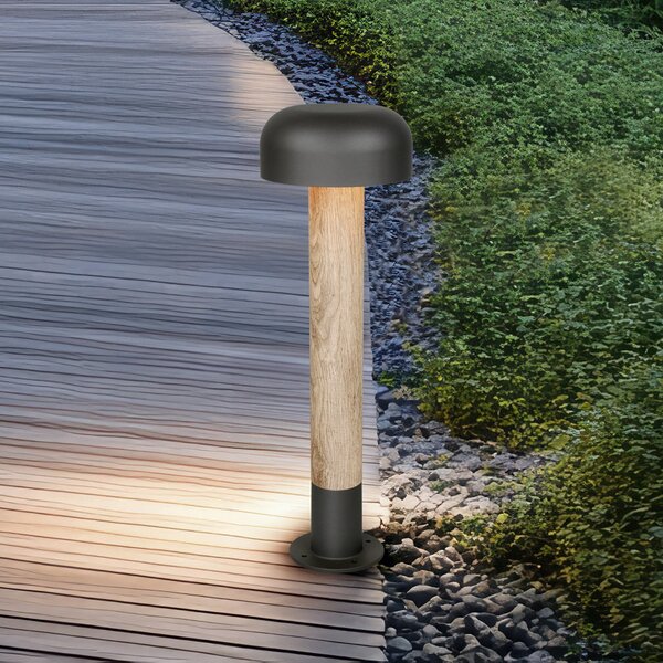 Trio Lighting Осветление за пътеки FRASER, бетонна визия, височина 54 cm, метал, IP54, Затъмняване, Сив, Алуминий, Модерен